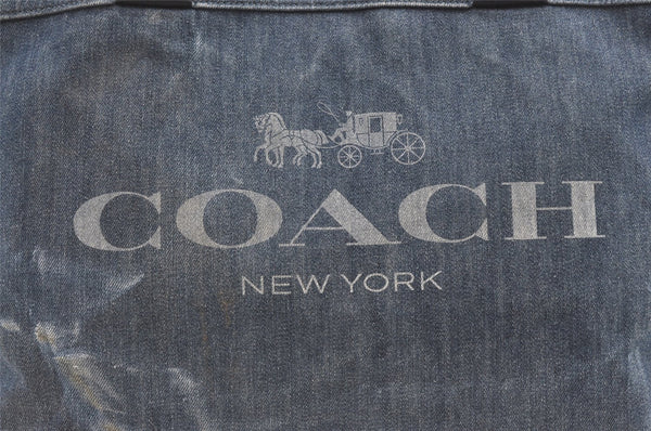 Authentic COACH Vintage Shoulder Tote Bag Denim Leather F67415 Blue 8611J