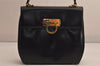 Auth Salvatore Ferragamo Gancini Leather 2Way Shoulder Hand Bag Black 8611M