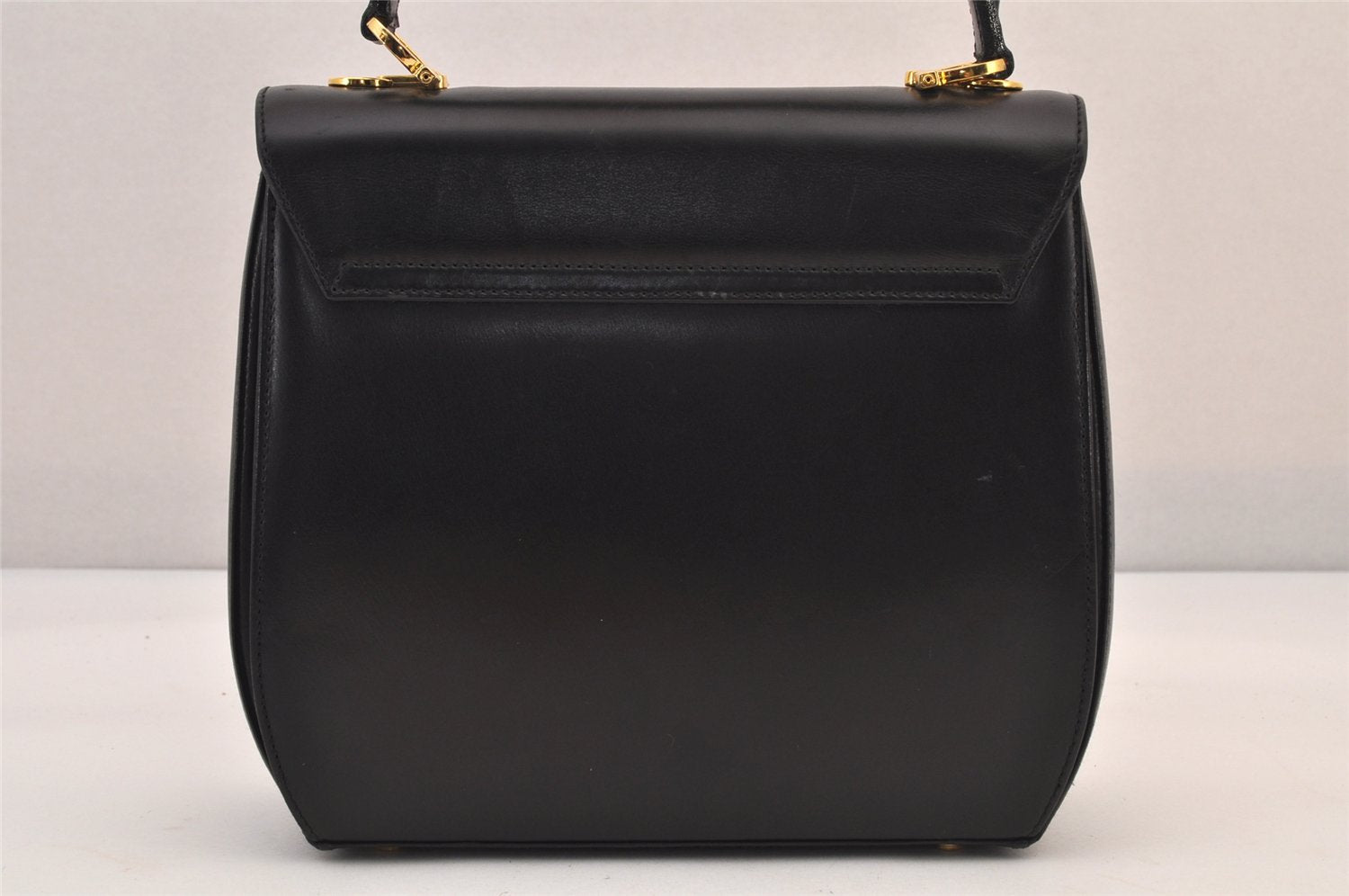 Auth Salvatore Ferragamo Gancini Leather 2Way Shoulder Hand Bag Black 8611M
