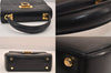 Auth Salvatore Ferragamo Gancini Leather 2Way Shoulder Hand Bag Black 8611M