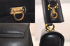 Auth Salvatore Ferragamo Gancini Leather 2Way Shoulder Hand Bag Black 8611M