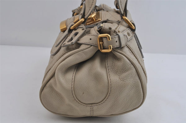 Authentic Chloe Paddington Vintage Leather Shoulder Hand Bag Purse Beige 8612I