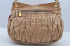 Authentic MIU MIU Vintage Matelasse Leather 2Way Shoulder Hand Bag Beige 8613I