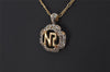 Authentic NINA RICCI Vintage Gold Tone Rhinestone Chain Pendant Necklace  8615J