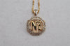 Authentic NINA RICCI Vintage Gold Tone Rhinestone Chain Pendant Necklace  8615J