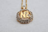 Authentic NINA RICCI Vintage Gold Tone Rhinestone Chain Pendant Necklace  8615J