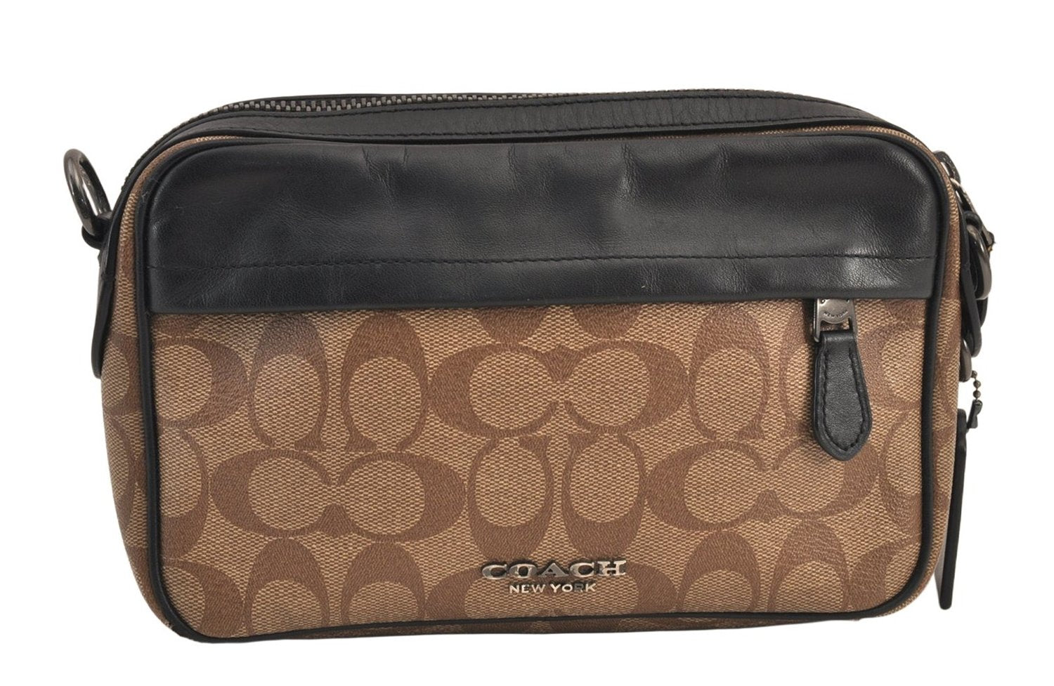 Authentic COACH Signature Clutch Hand Bag Purse PVC Leather F50715 Brown 8615M