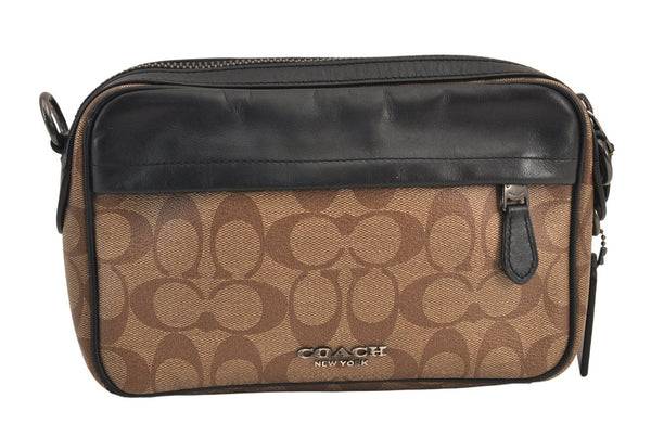 Authentic COACH Signature Clutch Hand Bag Purse PVC Leather F50715 Brown 8615M