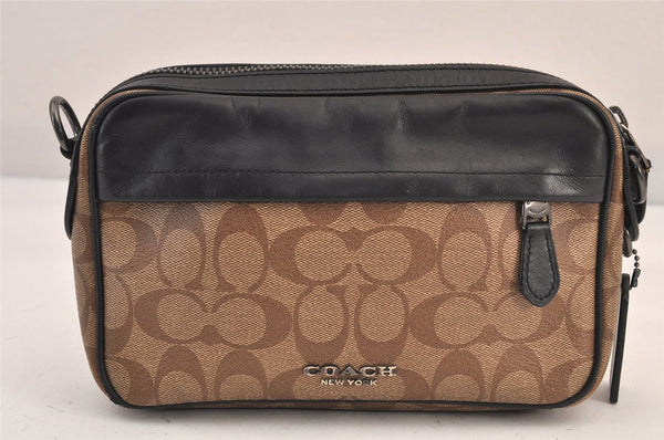 Authentic COACH Signature Clutch Hand Bag Purse PVC Leather F50715 Brown 8615M