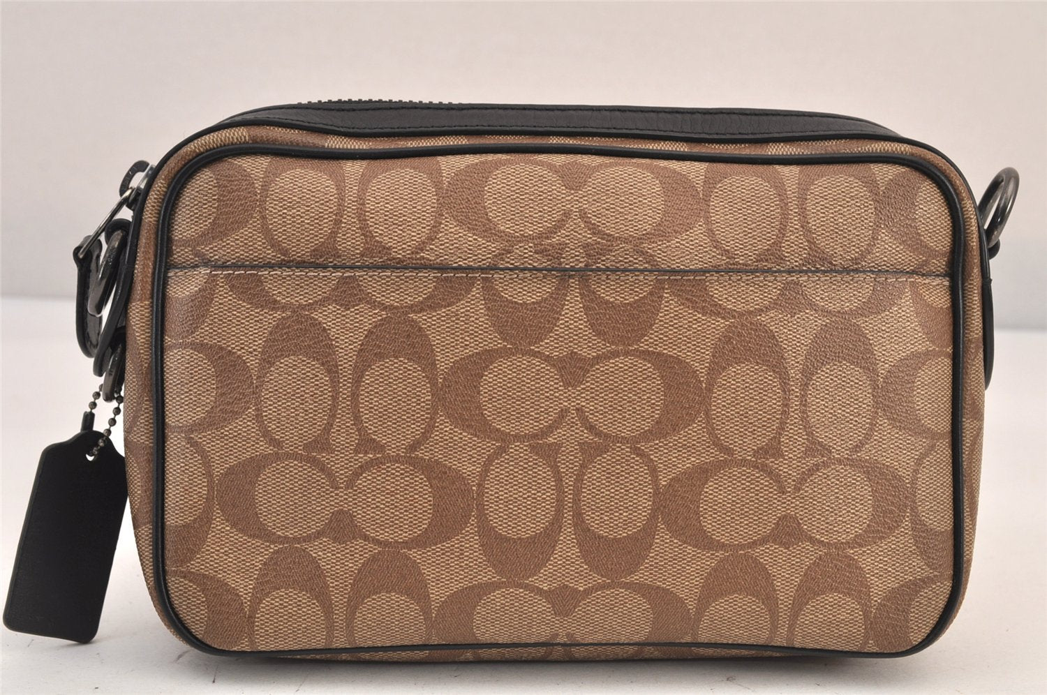 Authentic COACH Signature Clutch Hand Bag Purse PVC Leather F50715 Brown 8615M