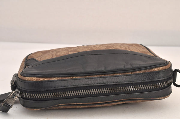 Authentic COACH Signature Clutch Hand Bag Purse PVC Leather F50715 Brown 8615M