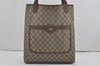 Authentic GUCCI Web Sherry Line Shoulder Tote Bag GG PVC Leather Brown 8616I