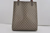 Authentic GUCCI Web Sherry Line Shoulder Tote Bag GG PVC Leather Brown 8616I
