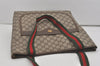 Authentic GUCCI Web Sherry Line Shoulder Tote Bag GG PVC Leather Brown 8616I