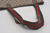 Authentic GUCCI Web Sherry Line Shoulder Tote Bag GG PVC Leather Brown 8616I