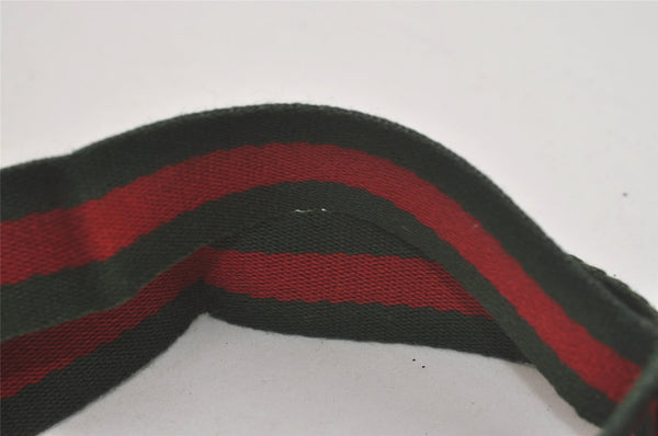 Authentic GUCCI Web Sherry Line Shoulder Tote Bag GG PVC Leather Brown 8616I