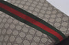Authentic GUCCI Web Sherry Line Shoulder Tote Bag GG PVC Leather Brown 8616I