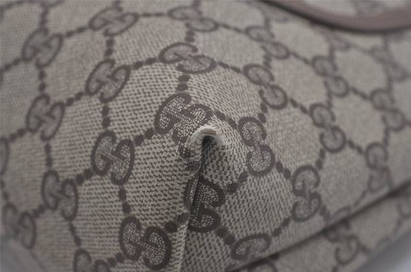 Authentic GUCCI Web Sherry Line Shoulder Tote Bag GG PVC Leather Brown 8616I