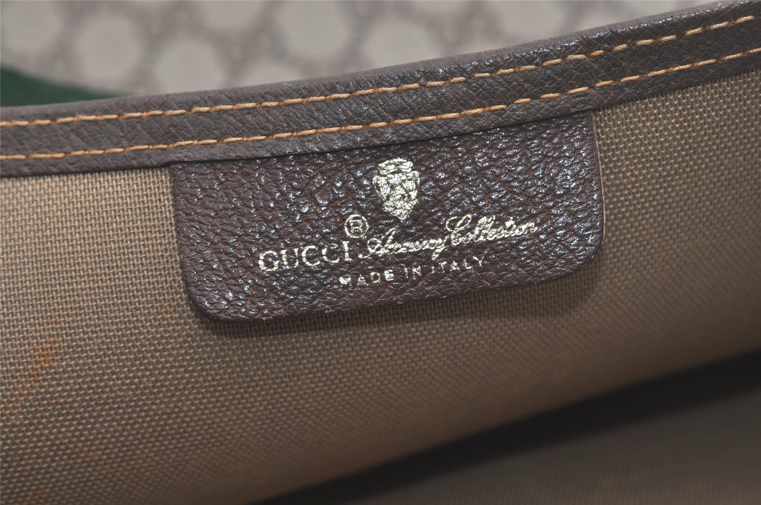 Authentic GUCCI Web Sherry Line Shoulder Tote Bag GG PVC Leather Brown 8616I