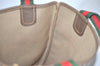 Authentic GUCCI Web Sherry Line Shoulder Tote Bag GG PVC Leather Brown 8616I