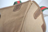 Authentic GUCCI Web Sherry Line Shoulder Tote Bag GG PVC Leather Brown 8616I