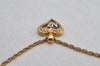 Authentic NINA RICCI Gold Tone Rhinestone Heart Chain Pendant Necklace  8616J