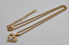 Authentic NINA RICCI Gold Tone Rhinestone Heart Chain Pendant Necklace  8616J