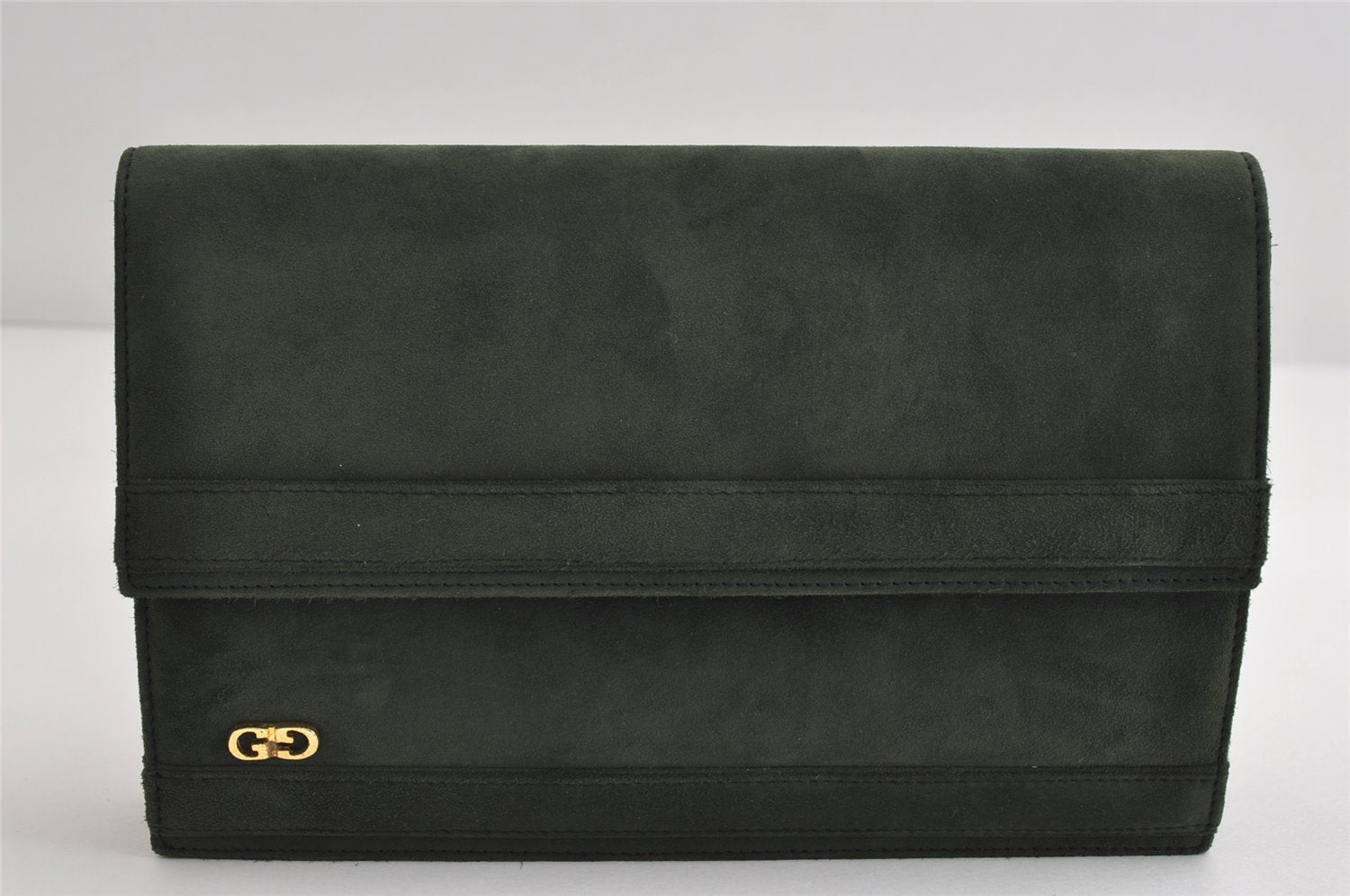 Authentic GUCCI Vintage Chain Shoulder Bag Purse Suede Green 8617I