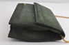 Authentic GUCCI Vintage Chain Shoulder Bag Purse Suede Green 8617I