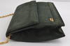 Authentic GUCCI Vintage Chain Shoulder Bag Purse Suede Green 8617I