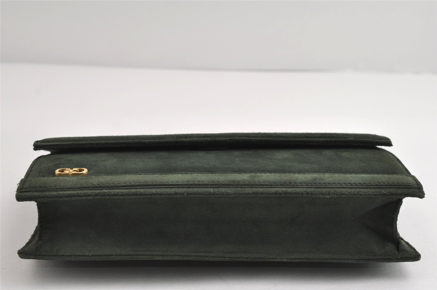 Authentic GUCCI Vintage Chain Shoulder Bag Purse Suede Green 8617I