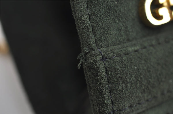 Authentic GUCCI Vintage Chain Shoulder Bag Purse Suede Green 8617I