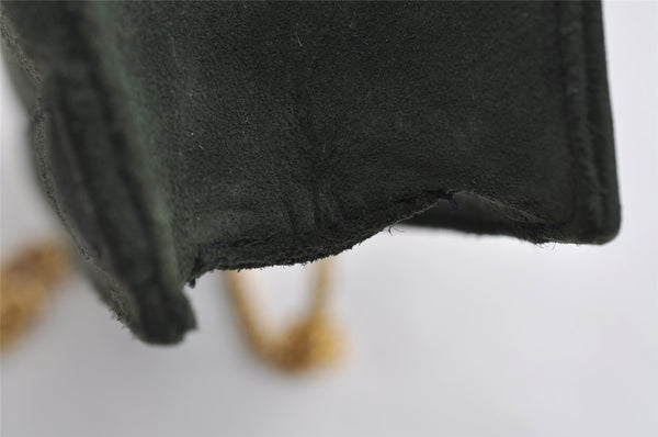 Authentic GUCCI Vintage Chain Shoulder Bag Purse Suede Green 8617I