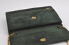 Authentic GUCCI Vintage Chain Shoulder Bag Purse Suede Green 8617I