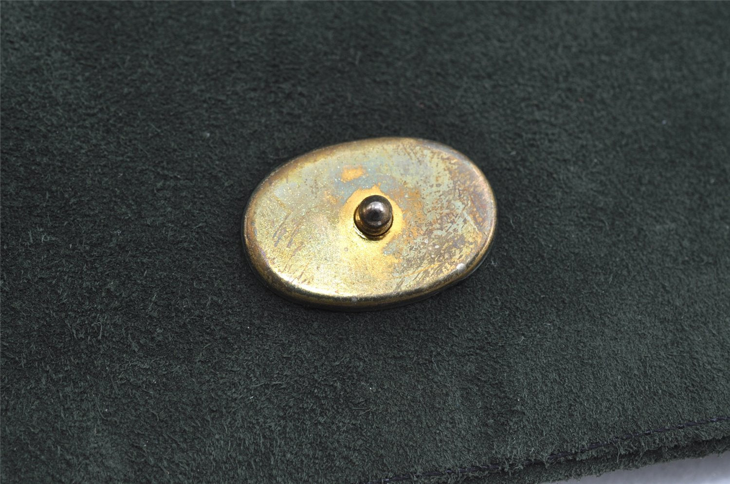 Authentic GUCCI Vintage Chain Shoulder Bag Purse Suede Green 8617I