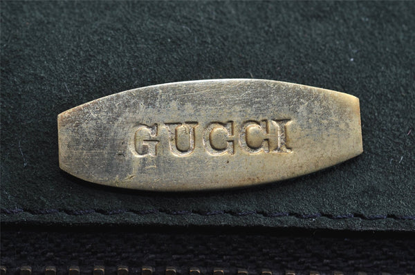 Authentic GUCCI Vintage Chain Shoulder Bag Purse Suede Green 8617I