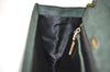 Authentic GUCCI Vintage Chain Shoulder Bag Purse Suede Green 8617I