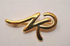 Authentic NINA RICCI Vintage Logo Motif Brooch Accessory Gold Tone 8618J