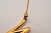 Authentic NINA RICCI Vintage Logo Motif Brooch Accessory Gold Tone 8618J