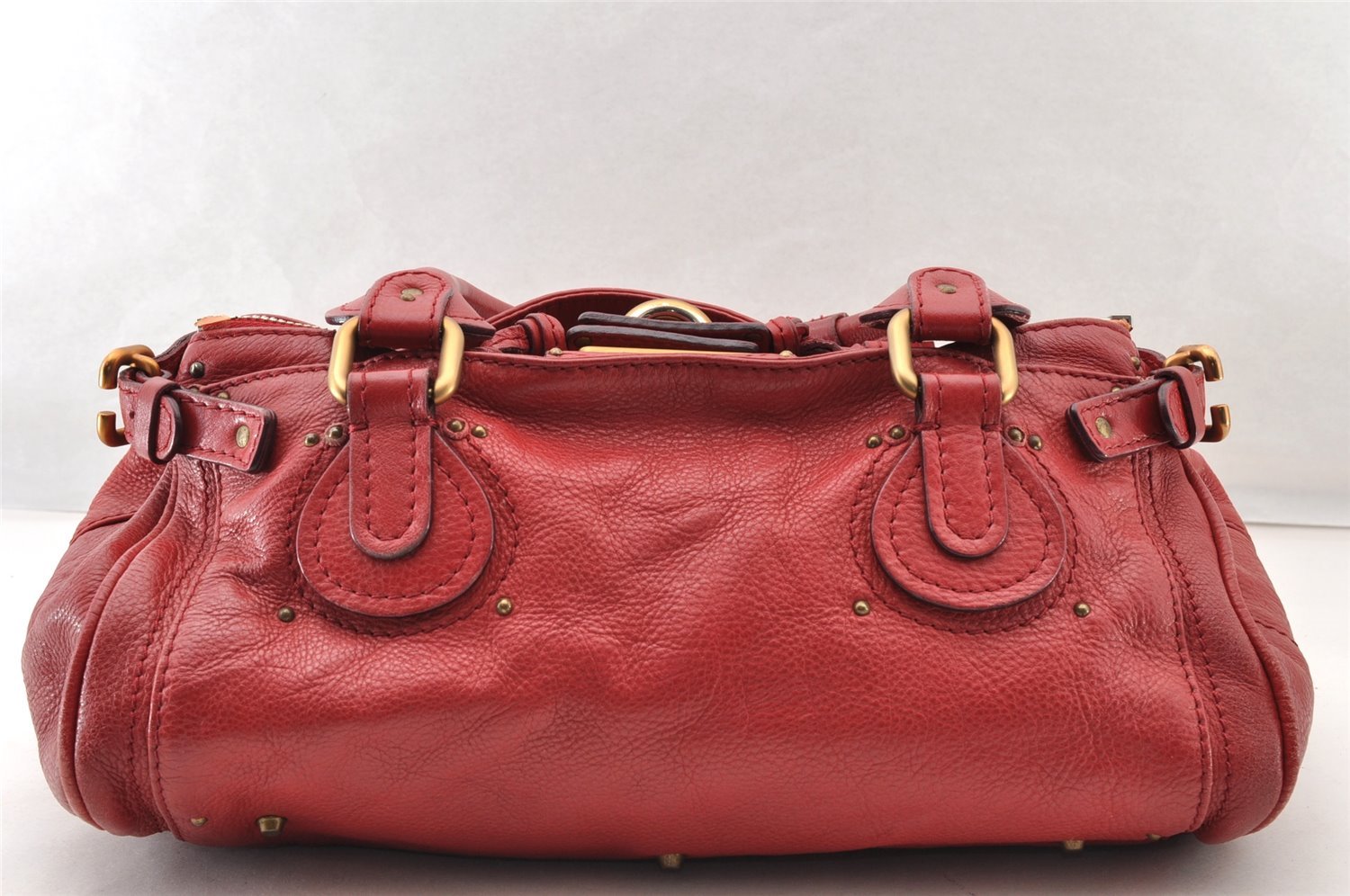 Authentic Chloe Paddington Vintage Leather Shoulder Hand Bag Purse Red 8619I