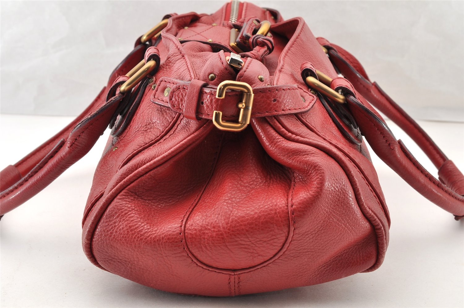 Authentic Chloe Paddington Vintage Leather Shoulder Hand Bag Purse Red 8619I