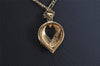 Authentic NINA RICCI Vintage Gold Tone Leaf Shaped Chain Pendant Necklace  8619J