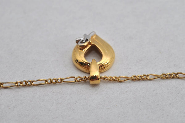 Authentic NINA RICCI Vintage Gold Tone Leaf Shaped Chain Pendant Necklace  8619J