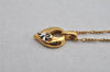 Authentic NINA RICCI Vintage Gold Tone Leaf Shaped Chain Pendant Necklace  8619J