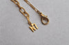 Authentic NINA RICCI Vintage Gold Tone Leaf Shaped Chain Pendant Necklace  8619J