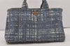 Authentic PRADA Canapa Stampata L Vintage Denim Tote Hand Bag B1872B Blue 8620I