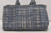 Authentic PRADA Canapa Stampata L Vintage Denim Tote Hand Bag B1872B Blue 8620I