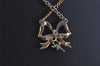 Authentic NINA RICCI Gold Tone Ribbon Shaped Chain Pendant Necklace Junk 8620J