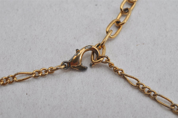 Authentic NINA RICCI Gold Tone Ribbon Shaped Chain Pendant Necklace Junk 8620J