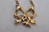 Authentic NINA RICCI Gold Tone Ribbon Shaped Chain Pendant Necklace Junk 8620J